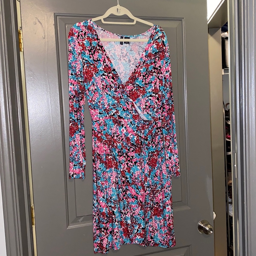 Floral long sleeve flare dress